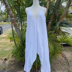 Linen White Halter Jumpsuit Custom Made